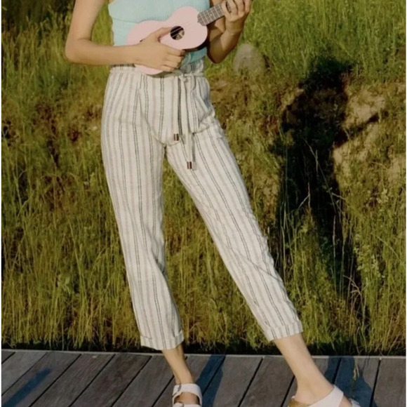 Anthropologie Maeve Womens Pants 12 Sutton Tapered Bohemian Striped Lagenlook - Picture 1 of 7